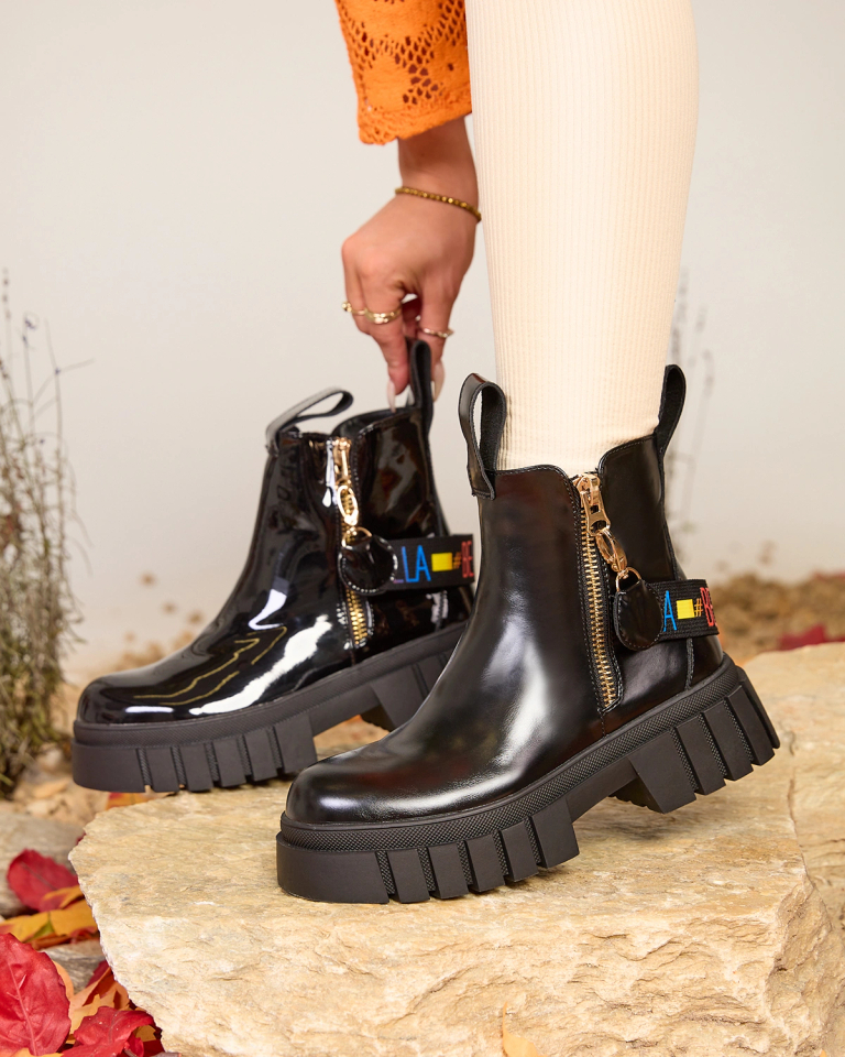 Royalfashion Black women's eco leather boots Ceriop