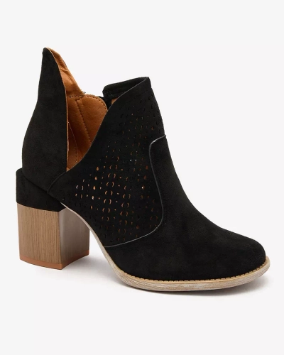 Royalfashion Black women's boots on a post and with a cutout Neafla