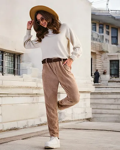 Royalfashion Simplum fruwn corduroy-lik airfvisse