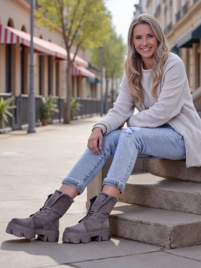 Royalfashion Women's Laced Ankle Boots Cavenma