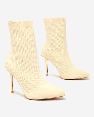 Royalfashion Beige Naiste Mofissi kangast saapad
