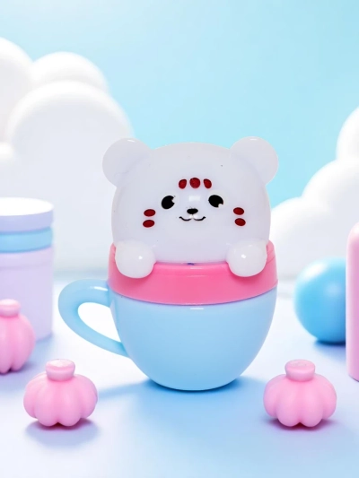 Children’s lip balm with a bear in a cup — moisturizes and regenerates