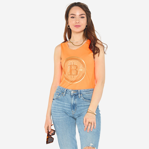 Ladies' top with golden brown print - Clothing
