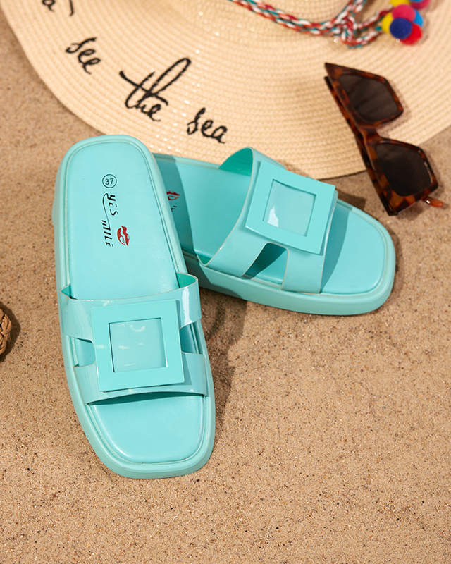 Мятные женские тапочки с орнаментом Zegor - Обувь