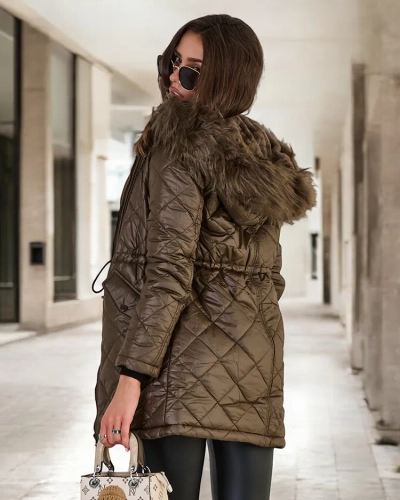 Royalfashion Women's quilted jacket in dark green