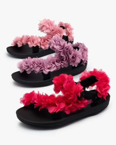 Royalfashion Темно-розовые женские сандалии с цветами Alferroy
