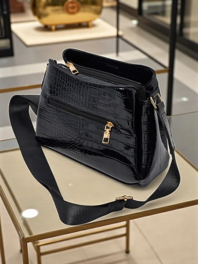 Patent Leather Small Women's Eco-Leather Bag Midnight Fern