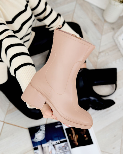 Royalfashion Beige matte women's wellingtons a'la boots Tentiris