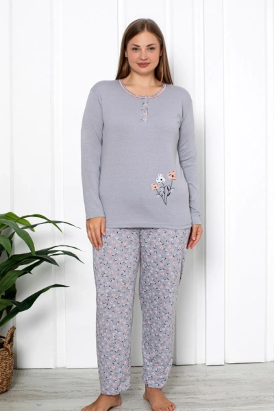 Royalfashion Puuvillane naiste 2-osaline lilleline pidžaama PLUS SIZE