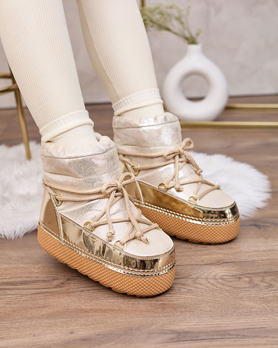 Royalfashion Women's gold lace-up snow boots Yevnoie