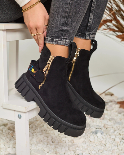 Royalfashion Черные женские сапоги из экозамши Poirop