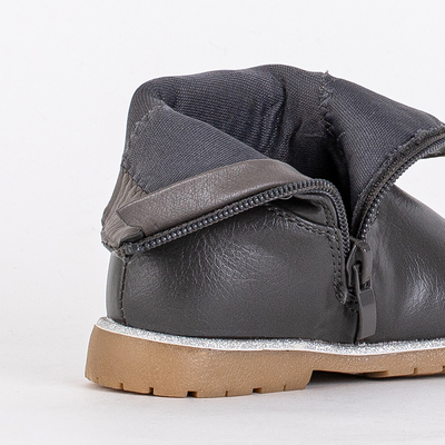 Gray girls boots with a decorative upper Nokimi - Footwear