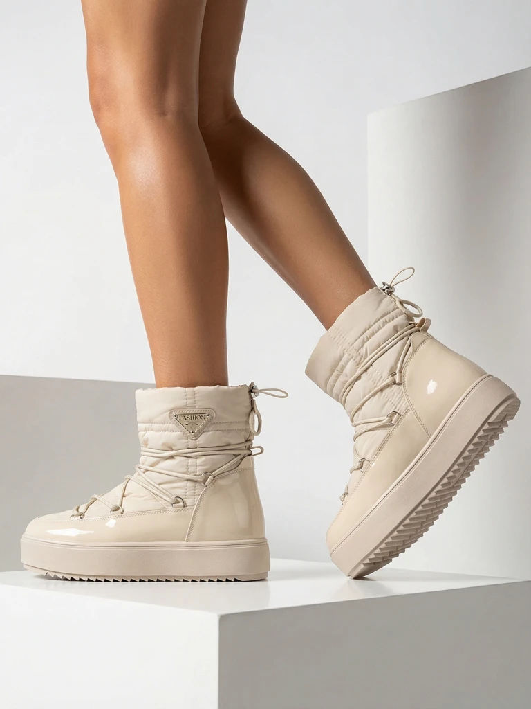 Royalfashion Naiste liibuvad saapad a'la lumesaapad beeži värvi Vevnose