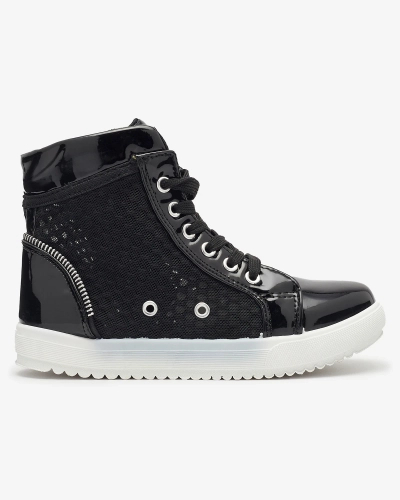 Black girls' high-top sneakers Borris- Footwear