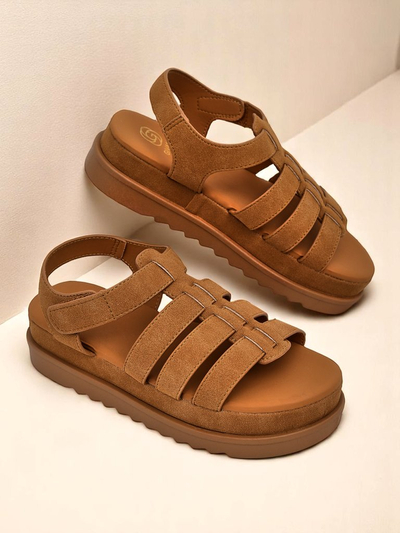Callista Camel women's platform sandals Royalfashion eco leather