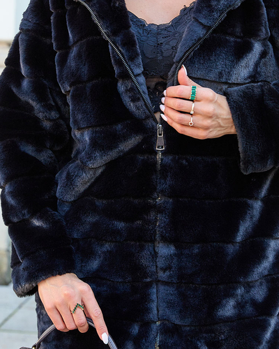 Royalfashion Black fur women's coat