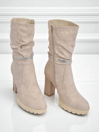 Matte Women's Ankle Boots with Block Heel Ashen Bloom