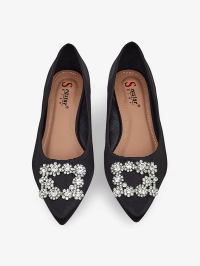 Royalfashion Women's satin-like ballerinas with a buckle Legant