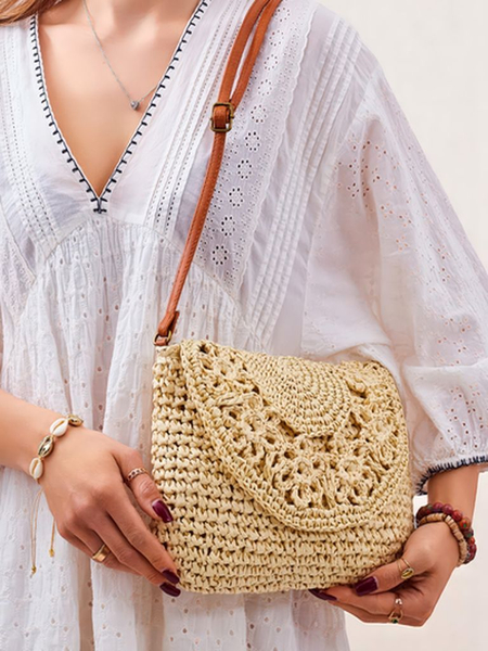 Royal Fashion Small Straw Women's Sunny Stripes Mini Handbag