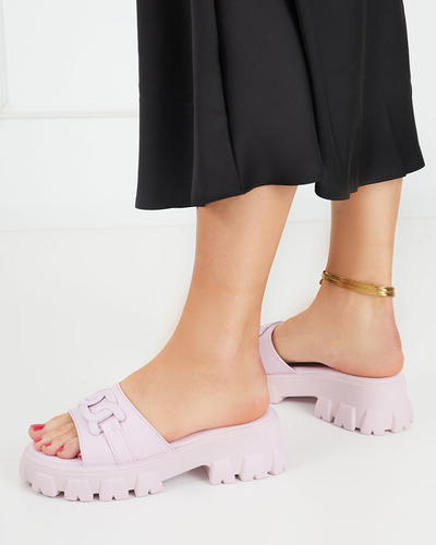 OUTLET Фиолетовые женские тапочки на толстой подошве Inza-Shoes