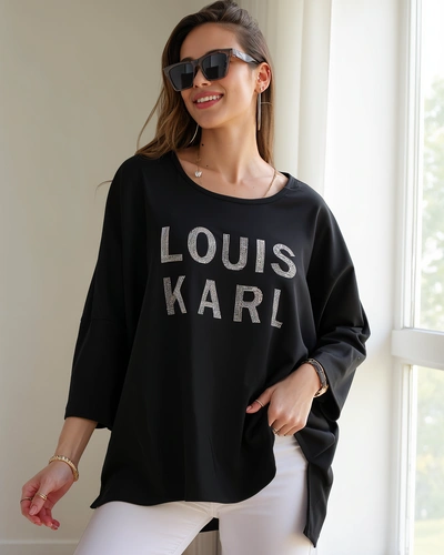 Royalfashion Naiste viskoosist pluus, millel on sädelevate kiri