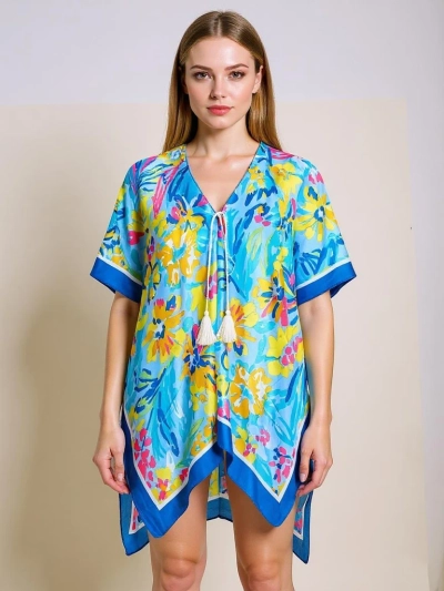 Aurelia Blue Pareo Royalfashion – Women's Summer Knee-Length Pareo with V-Neck