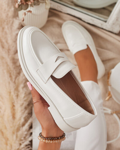 White women's moccasins made of eco leather Zibom- Footwear