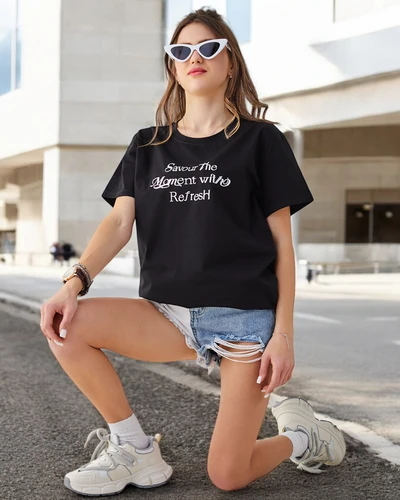 Royalfashion Cotton Women's T-Shirt Savour The Moment With Refresh