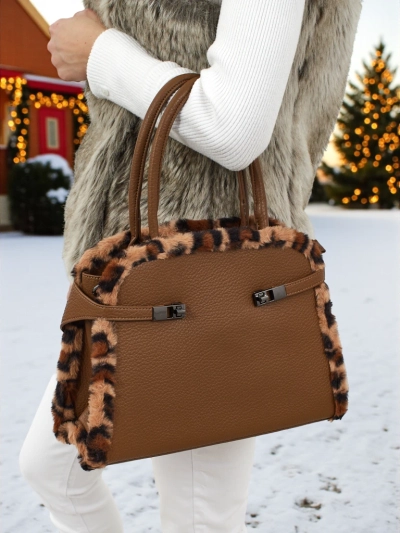 Small Women's Eco-Leather Handbag with Leopard Print Panthory