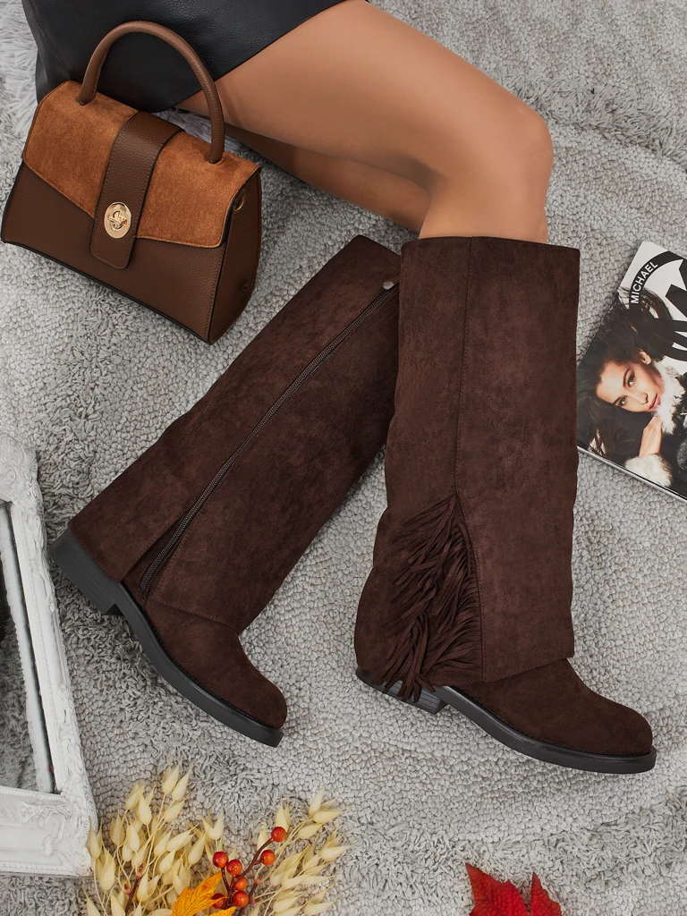 Damskie kozaki eko zamszowe z cholewką Ismara