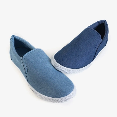 OUTLET Men's blue denim sneakers slip on Orian - Footwear