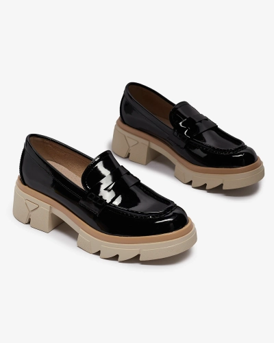 Черные женские мокасины из лакированной экокожи Sepop- Footwear