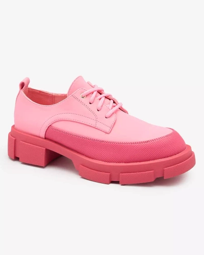 Royalfashion Pink Women's Matte Half Shoes on a Solid Sole Trendy Chunky