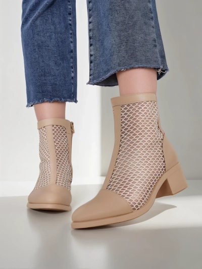 Royalfashion Women's Openwork Ankle Boots on Low Heel Rowices