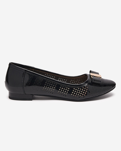 Women's black openwork ballerinas with a bow Rumac - Footwear