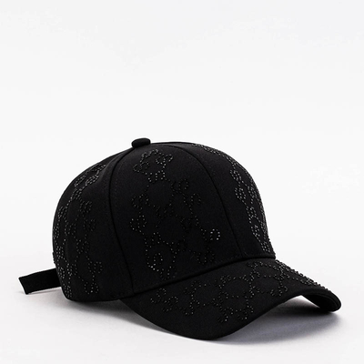 Women's black baseball cap with cubic zirconia - Accessories