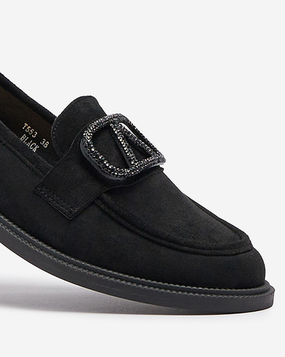 Черные женские мокасины с орнаментом Fogras- Footwear