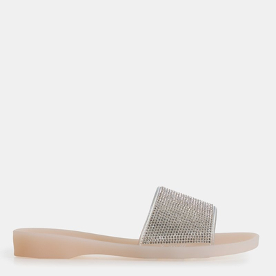 Women's beige rubber slippers with cubic zirconia Niamh - Footwear