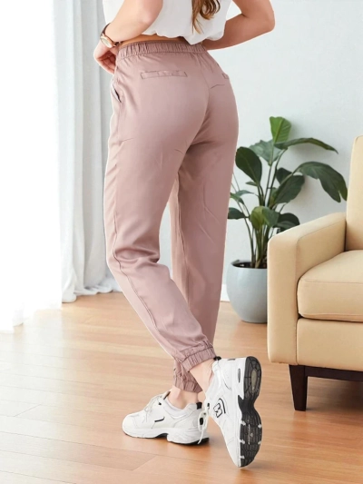 Pantaloni in Eleganza Lyocell Pruun