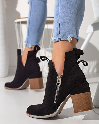 Black women's boots on a square post Darera - Footwear