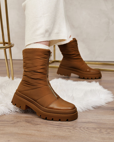 Royalfashion Naiste Tainve lamedate kontsadega saapad kaameli värvi