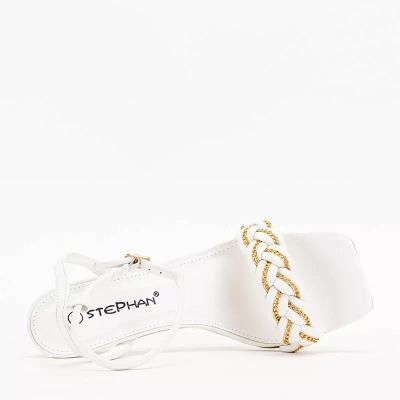 OUTLET White women's sandals on a high heel Tenedi - Footwear
