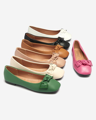 Women's camel ballerinas with decoration on the nose Caxien- Footwear