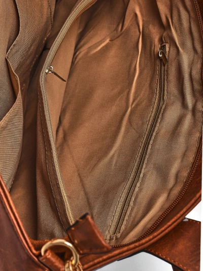 Naiste käekott Kallistia vintage pruun ökonahk 47x30x14 cm