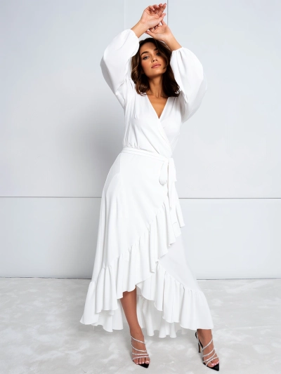 Royalfashion Siduv woma midi kleit volangidega