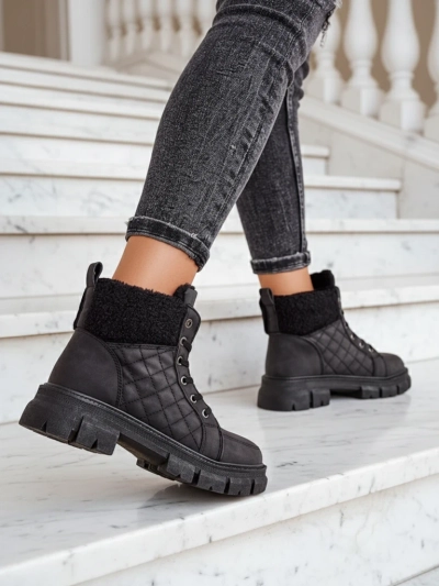 Royalfashion Black women's insulated trapper boots Hogenaf