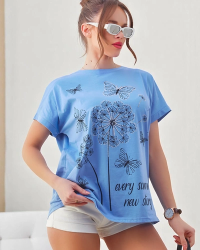 Royalfashion Женская хлопковая футболка с одуванчиками и бабочкой