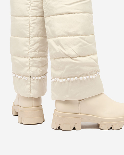 Royalfashion Women's cream colored Ameroe boots