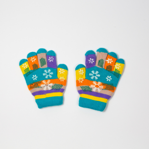 Girls' blue gloves with glitter and snowflake - Accessories