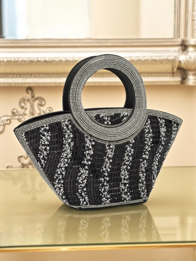 Small Women's Handbag with Cubic Zirconia Sparkle Queen